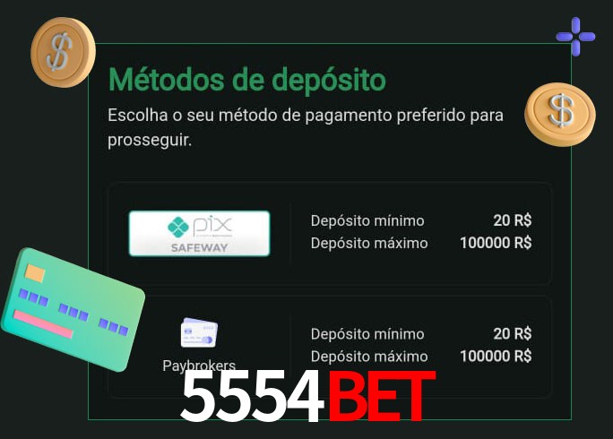 O cassino 5554bet oferece uma grande variedade de métodos de pagamento